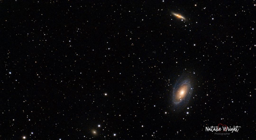 M81 & M82 Galaxy's,  a mind boggling 12 million light years away. M81 is around 90,000 light years across and M82 around 40,000.

I took 500, 15 second exposures  (125 minutes) at gain 60 on a Dwarf mini. The sky was Bortle 5, so urban transition to semi rural sky.

The stack was in Stellar Studio, stretch in Siril and final edits in lightroom