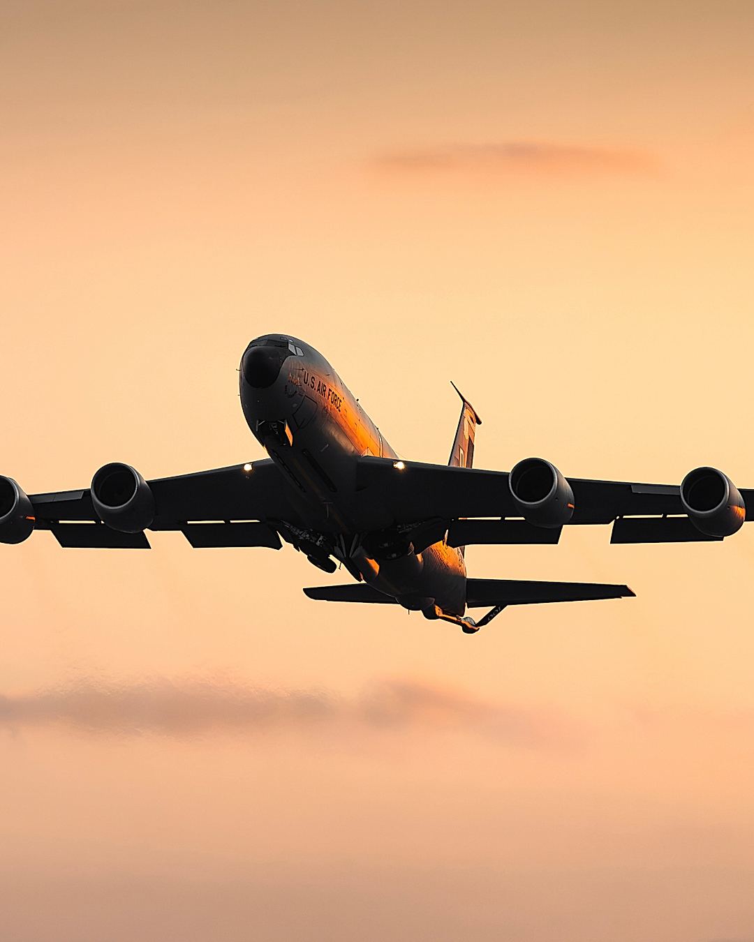 A Mildenhall based KC-135 heading out at sunset last night to refuel aircraft over the Atlantic 