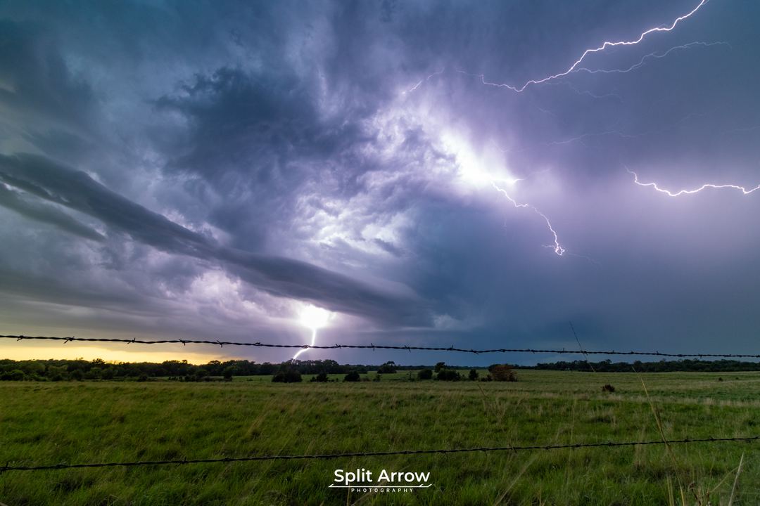 This summer I went on a storm photography trip with Backcountry Journeys. We started on Monday evening in Denver and started following the weather. We went through Nebraska, Kansas, Oklahoma and Texas before ending up back in Denver on Saturday for the flight home. 

This was taken with a MIOPS trigger.

Would like some feedback, should I level it based on the fence in the foreground or the horizon?