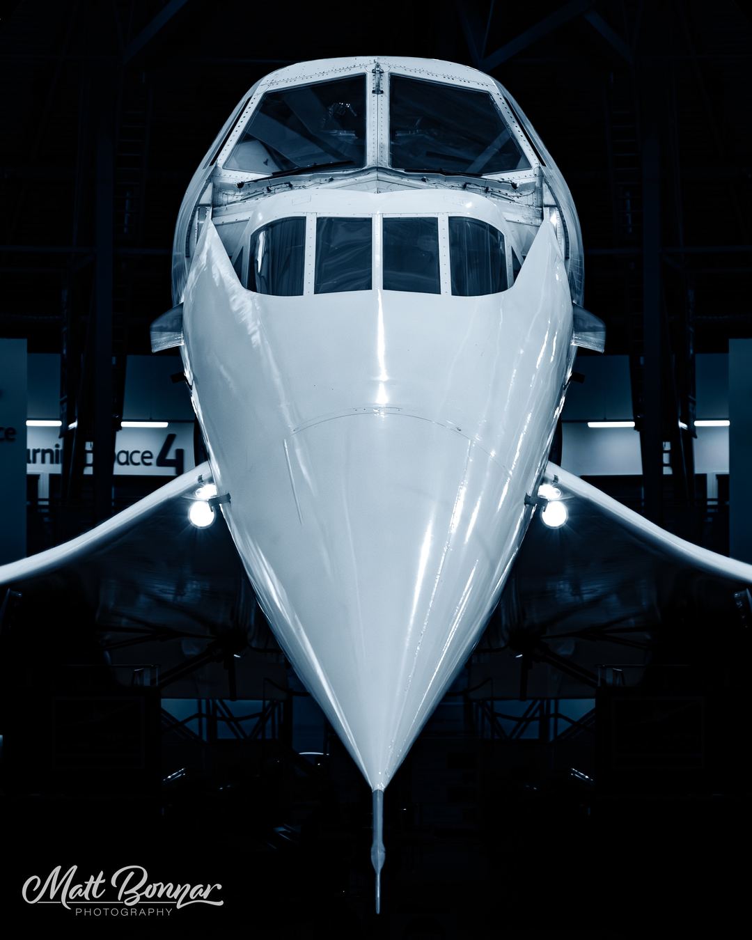 Concorde 101, G-AXDN, on a recent trip to Duxford, first time seeing the nose drop to 17 degrees, very impressive! Bit of work in post to remove the stairs on the right side and darken the surroundings of the Air and Space hangar.