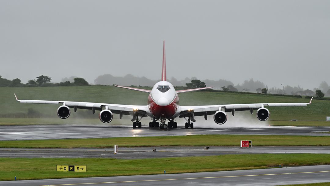 National Airways  Boeing 747-446 (BCF) turning at the end of the runway.