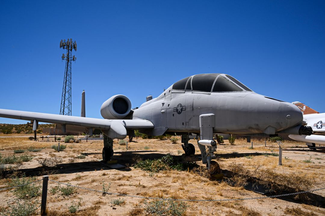 The YA-10B two-seat variant of the iconic Warthog, enjoying clear skies and stellar cell reception outside of the Flight Test Museum at Edwards AFB