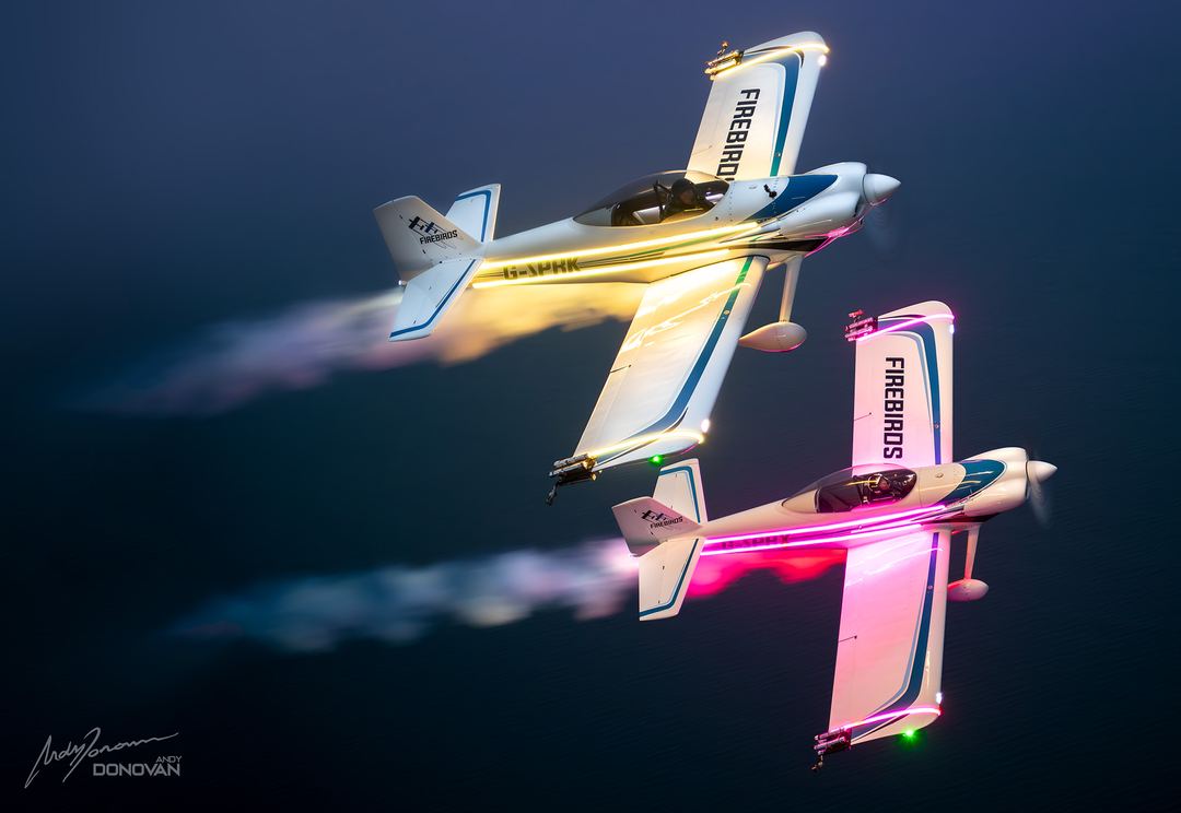 Air-to-air with the Firebirds - a rather unique pair of subjects, providing all the light!