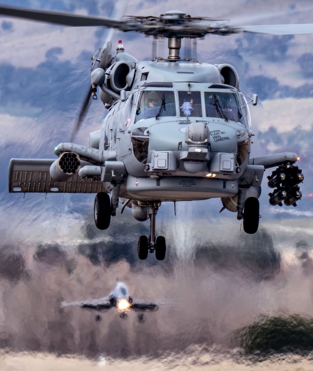 See Hawks!

Hawk A27-013 landing in Canberra as RAN MH-60R Seahawk N48-006 “Wyvern” departs for Nowra.

Nikon Z8, 180-600mm lens, 1/80.

