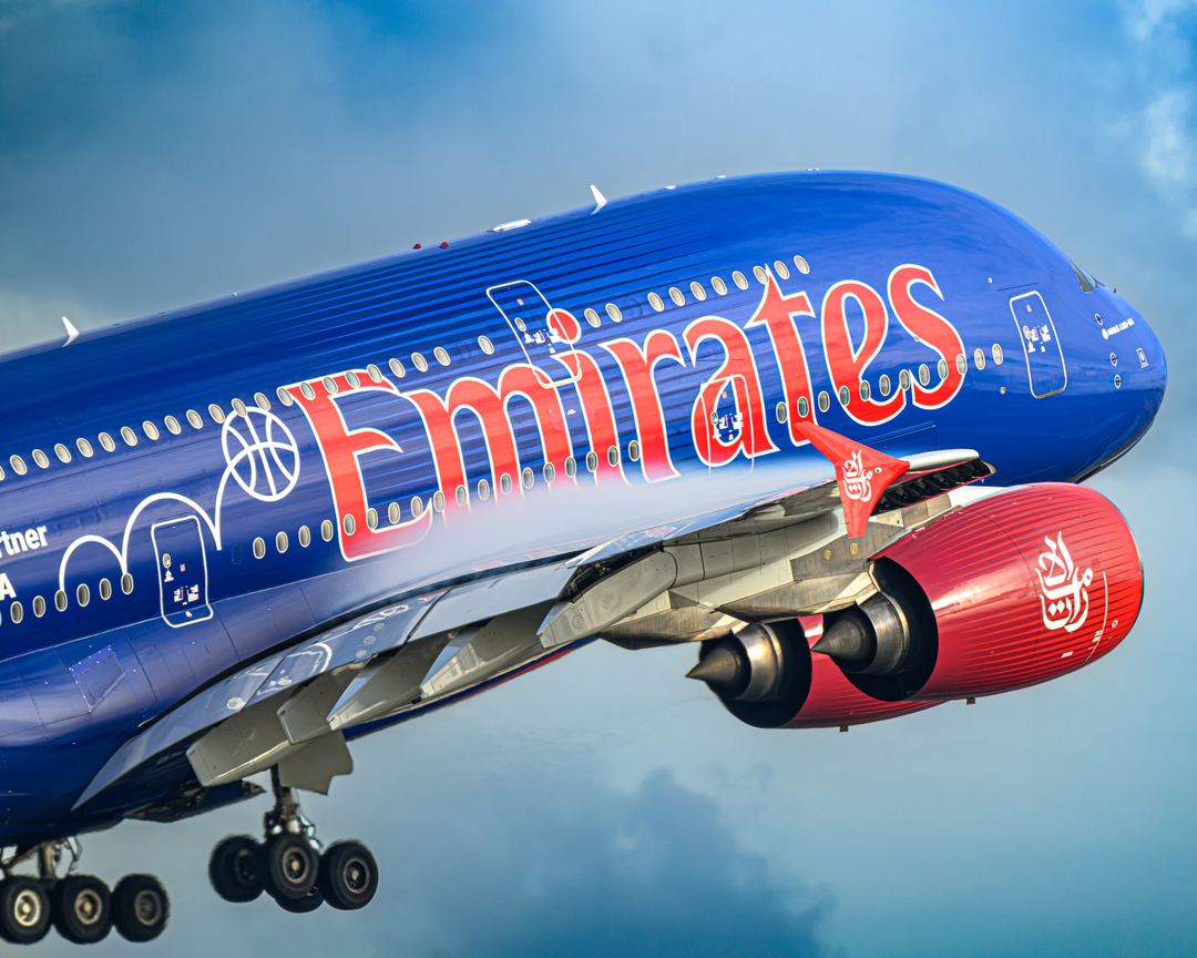 Emirates NBA livery giving us its wing fluff in Sydney 
