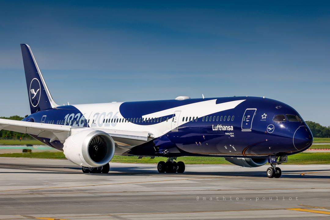 The special Lufthansa 100th paint scheme taxies in after landing. Happy to have caught this one!
