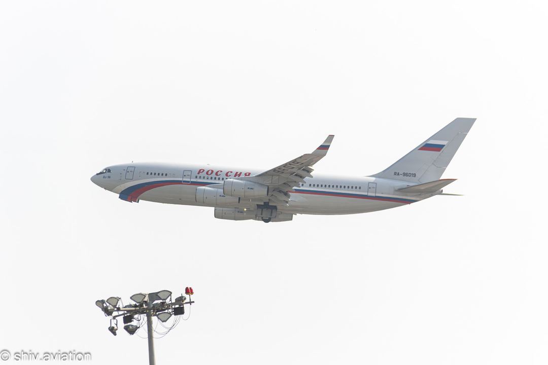 Seen here is the Russian Beast IL-96-300 departing with President Putin onboard