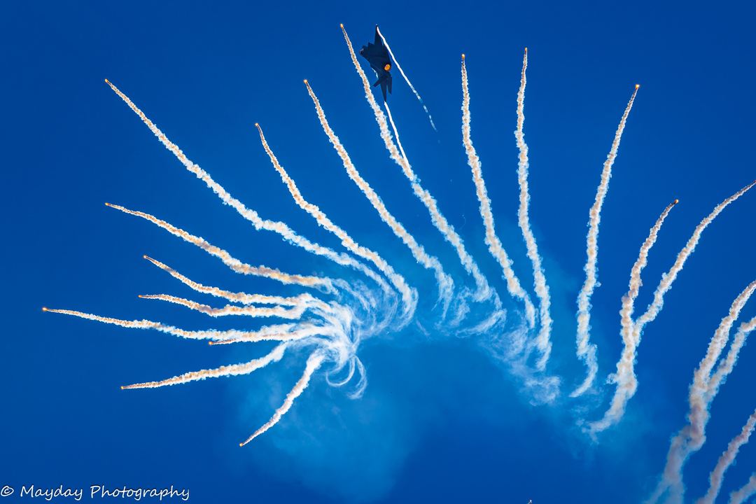 Flareway to heaven. RAAF F-35A exits stage vertical! 

