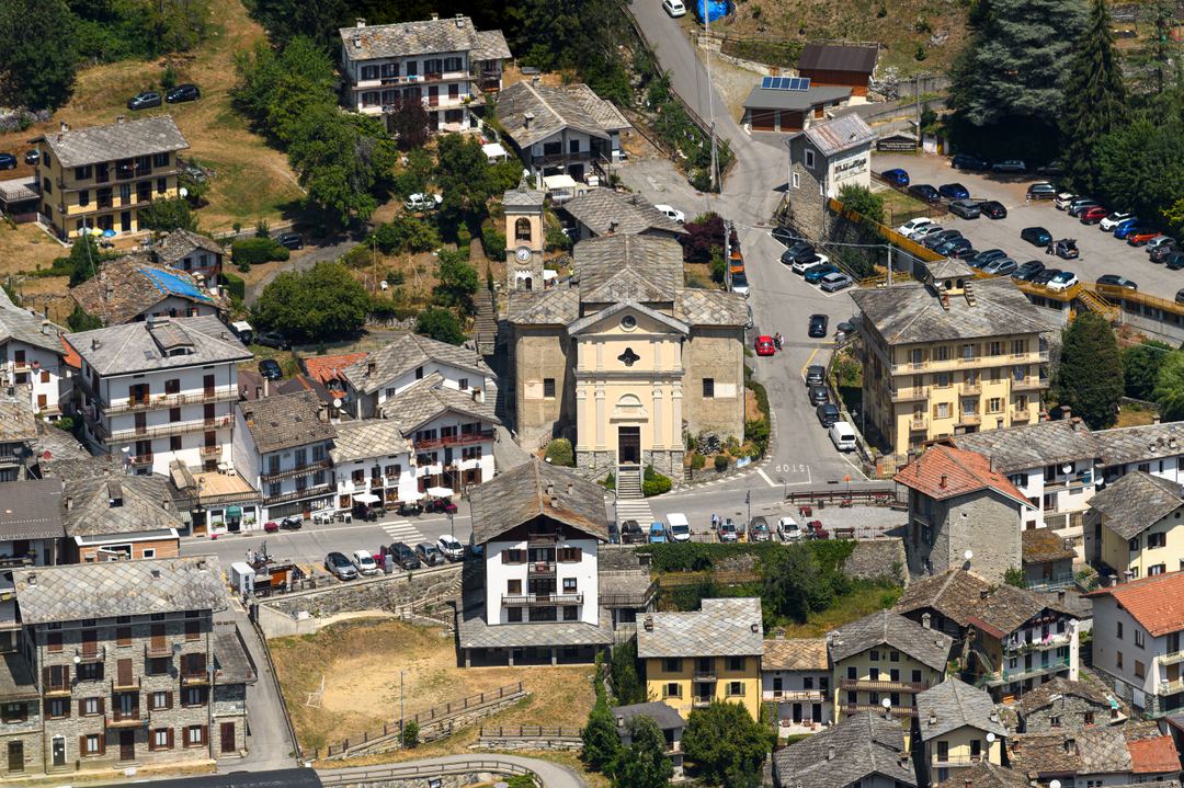 High ground overlooking the small village of Ala di stura Italy