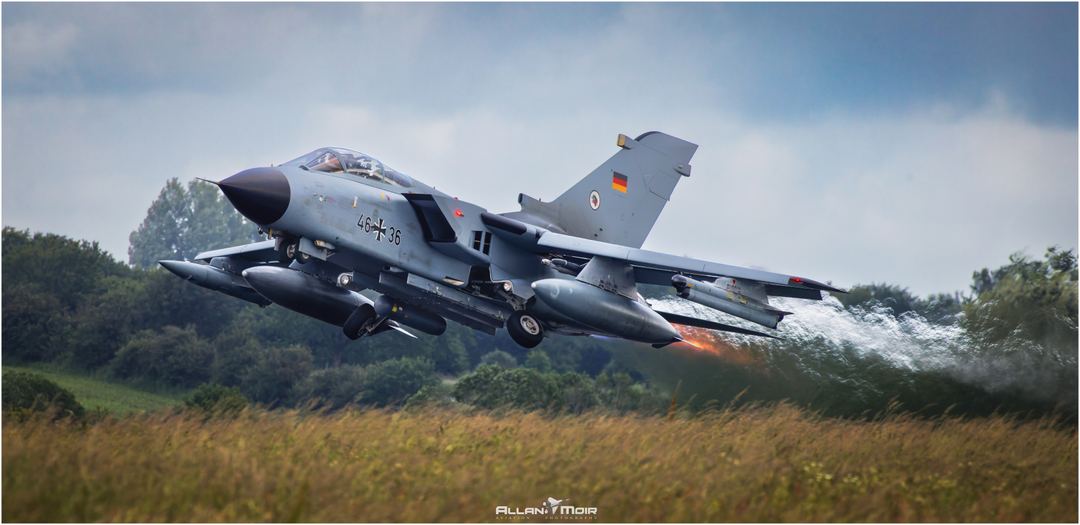 German Air Force Tornado 46+36 gets airborne on its first mission of the day at Tiger Meet 2024