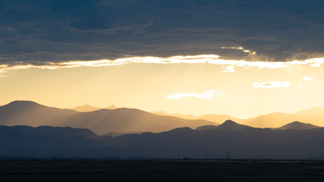 The Rocky Mountain front range at sunset