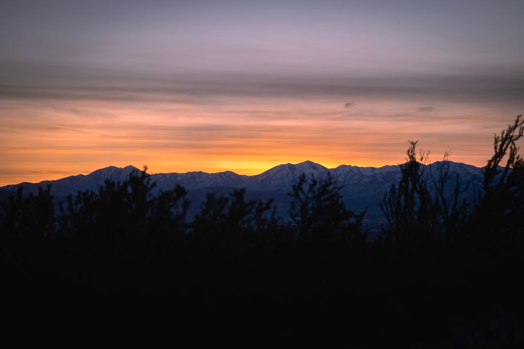 Sunset over the Oquirrh mountains west of salt lake valley