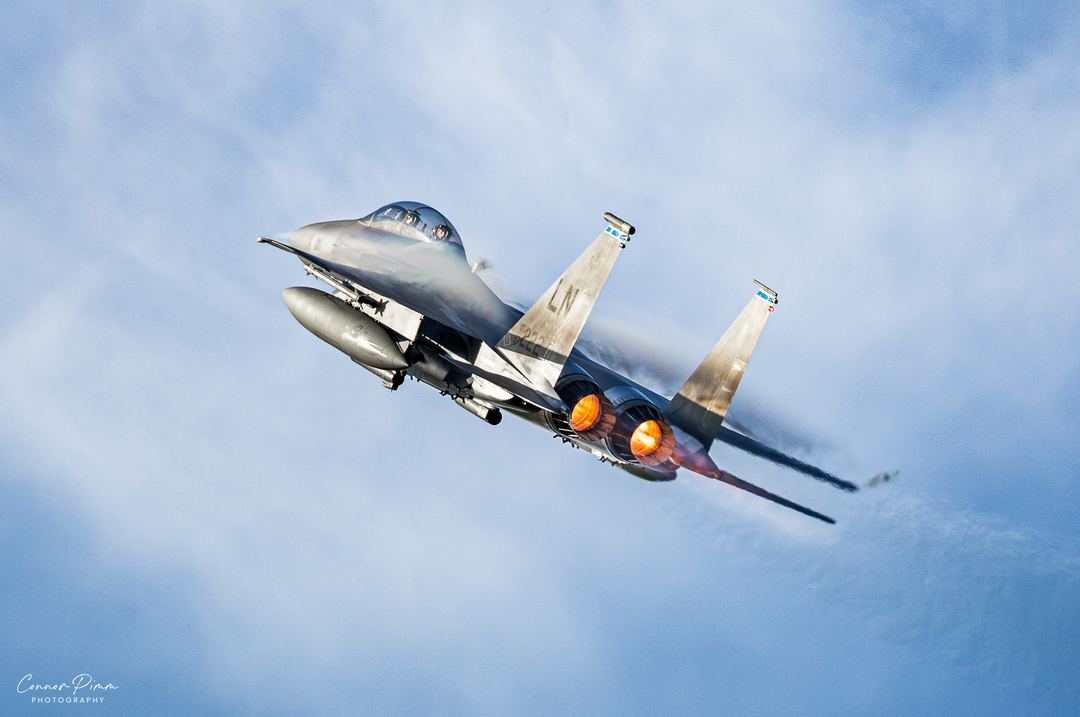 F15E Strike Eagle getting airborne on a cold December morning