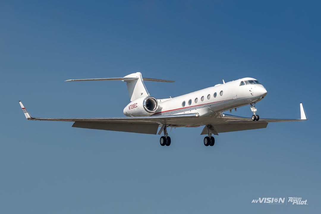 Gulfstream G550 arrival at O.R. Tambo International, South Africa 02/10/26