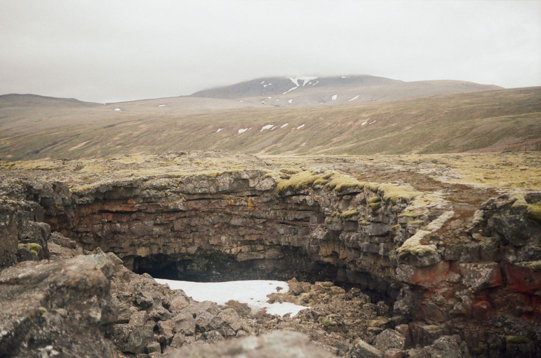 The mouth of Vidgelmir Lava Cave — Iceland 

Kodak Ultramax 400