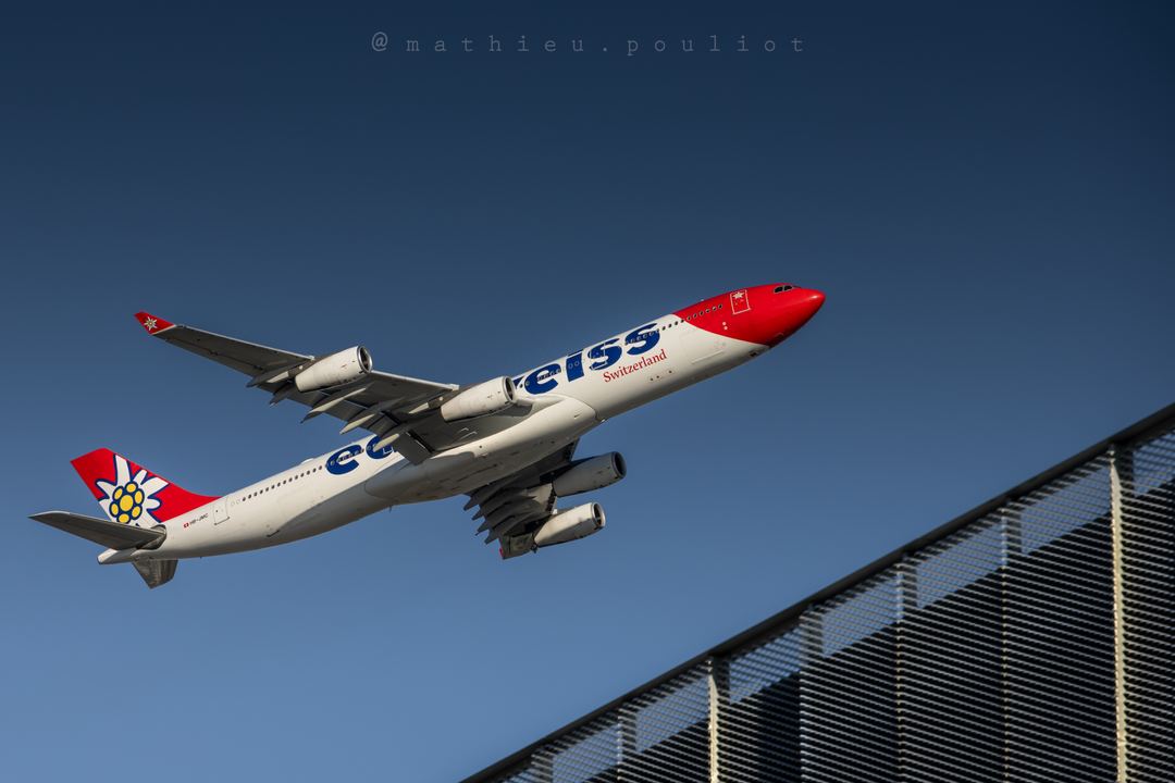 Edelweiss A340 departure to Zurich.