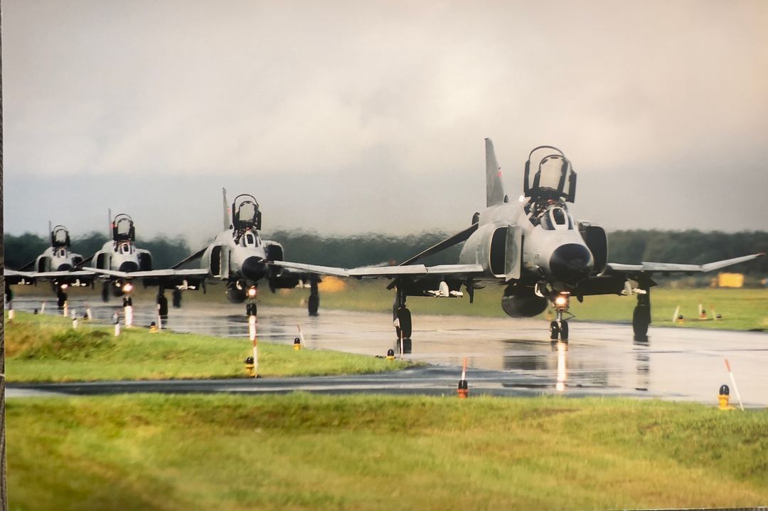 All I want is another F-4 opportunity…
4 german F-4F’s taxi by during a wet airshow.
