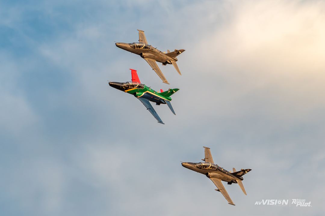 SAAF 85 CFS during AAD25 2026 in their formation flypast.