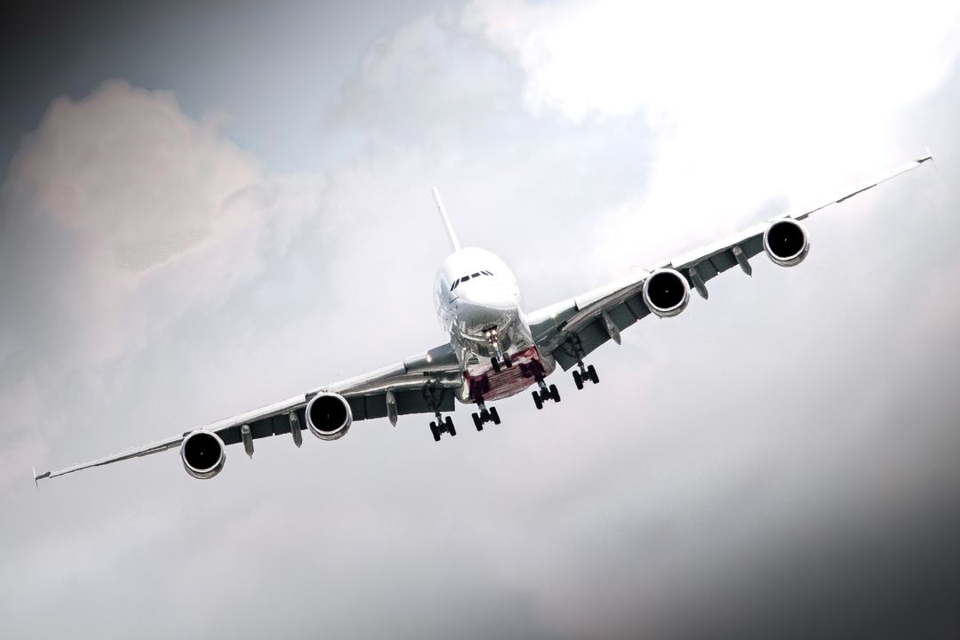 Myyyy Entry for this mission

An imposing wide-body aircraft, resembling an Airbus A380, descends through a dramatic, overcast sky. Its landing gear is deployed and its four massive engines are visible against the moody, grey clouds.