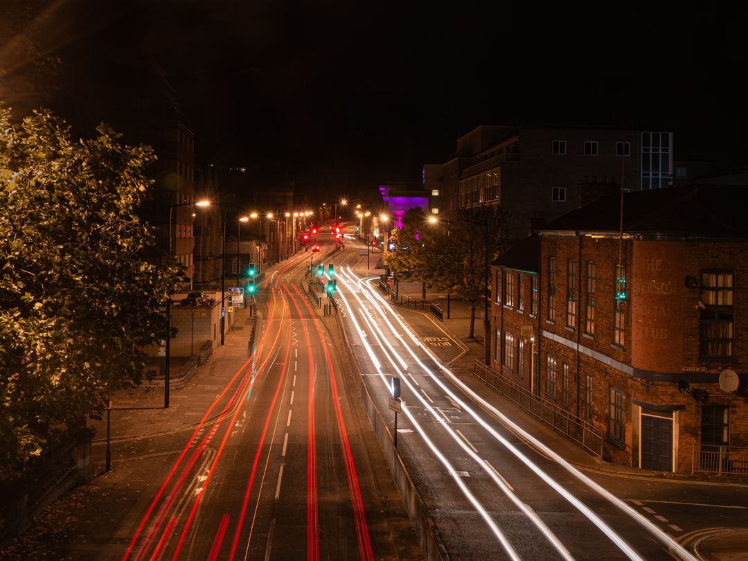 Over looking the main road through Lincoln City. The bridge where this was taken has since been demolished, so shots like this are no longer possible from here. 